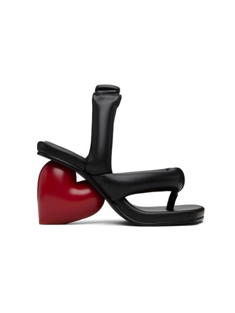 Black & Red Love Heeled Sandals