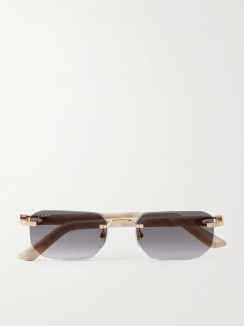 Signature C Rimless Rectangular-frame Gold-tone And Acetate Sunglasses