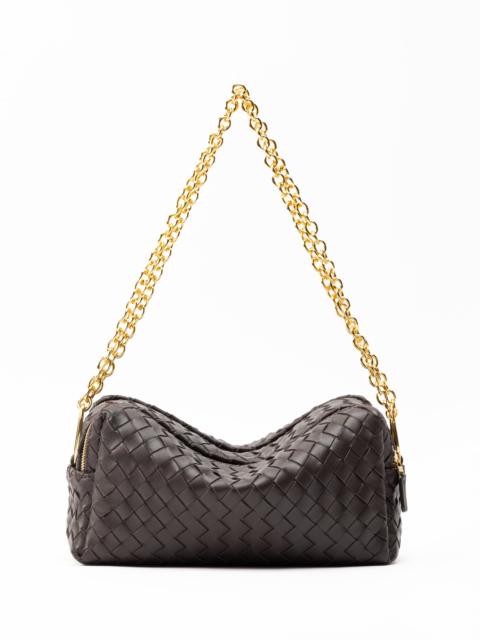 Trousse Chain Woven Leather Dark Brown