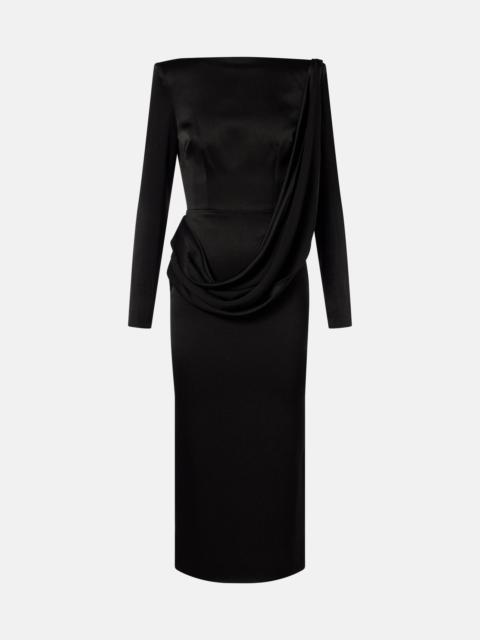 Asymmetric draped midi dress