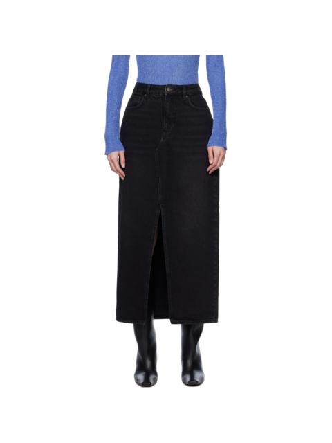 Black Slim Fit Denim Maxi Skirt