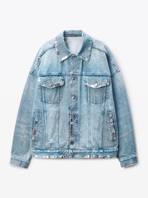 blue oversized trucker jacket
