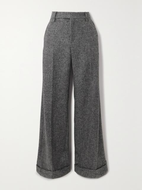 Herringbone Woven Wide-leg Pants