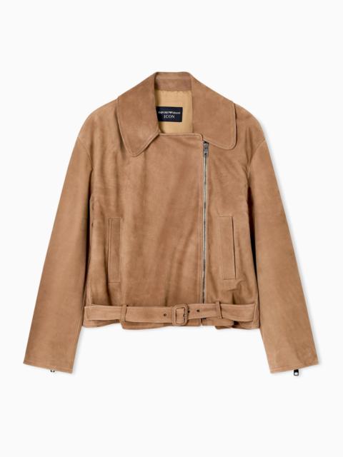 ICON NUBUCK CALF LEATHER BIKER JACKET