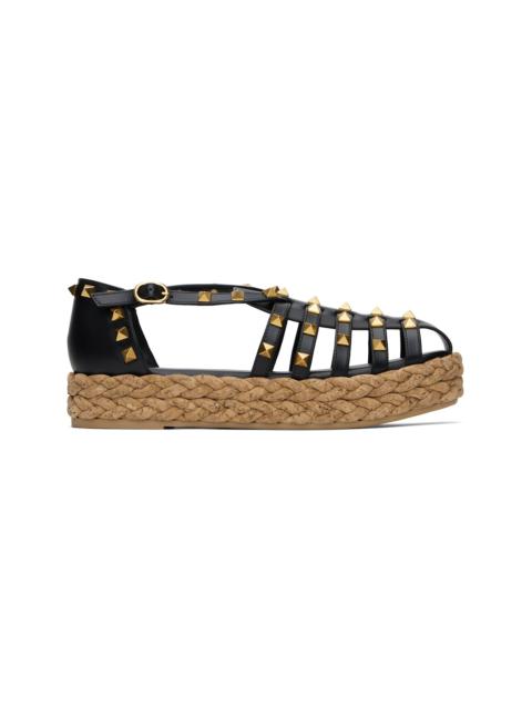 Black Rockstud Cork Sandals