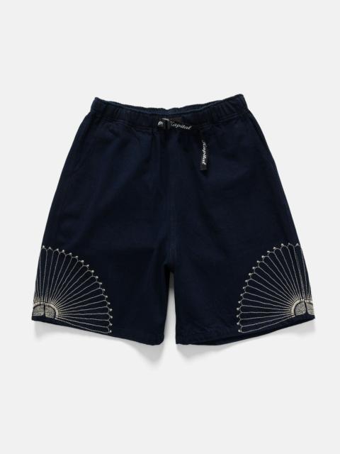 10oz IDGxIDG Denim EASY Short Pants (FUROSHIKI Embroidry) Indigo