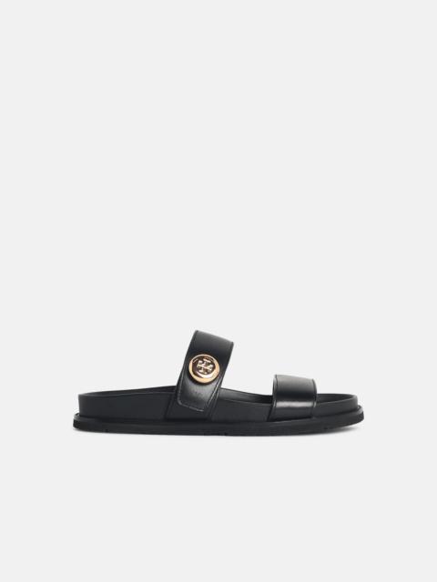 'ROMY SPORT' BLACK LEATHER SLIPPERS