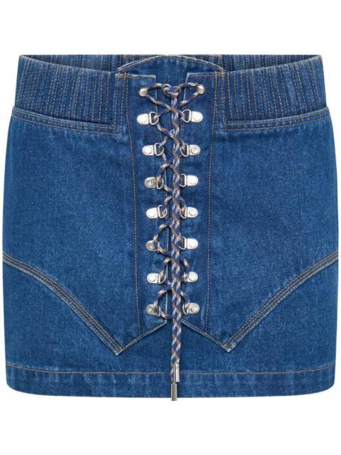 lace-up denim skirt