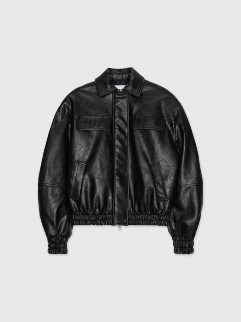 Black hammered faux leather jacket