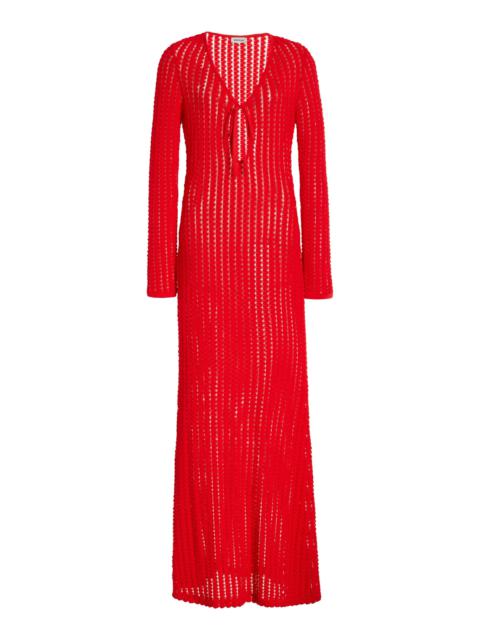 Elton Open-Knit Maxi Dress red