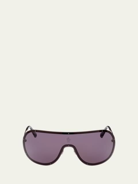 Gunmetal Logo Metal Alloy Shield Sunglasses