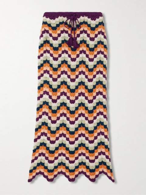 Safi Scalloped Crocheted Cotton Midi Skirt