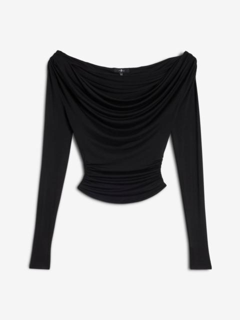 Long Sleeve Draped Top in Black