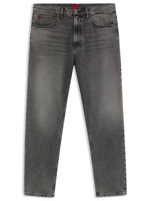 TAPERED-FIT JEANS IN GRAY DENIM WITH USED EFFECTS