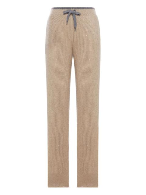 ribbed-knit embellished trousers