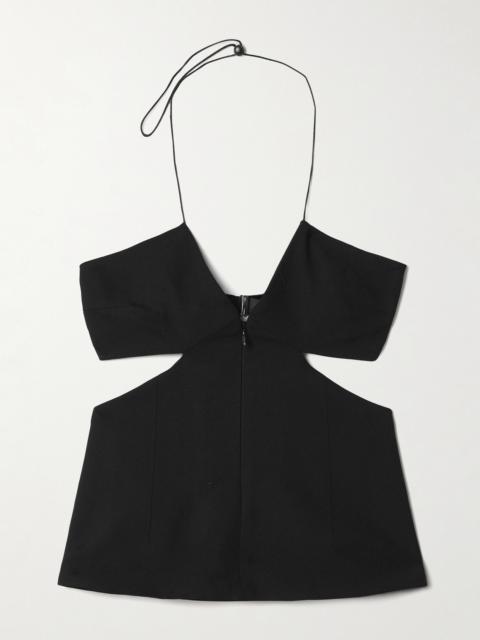 Capote Cutout Wool-blend And Satin Halterneck Top