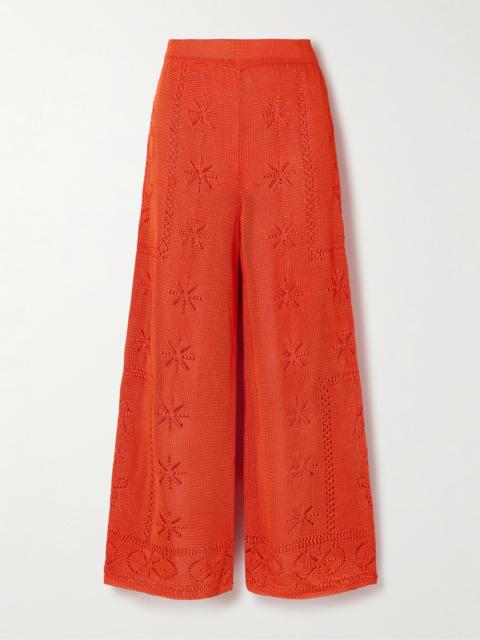 Pointelle-knit Wide-leg Pants