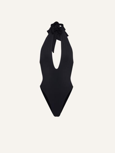 Halterneck bodysuit in black