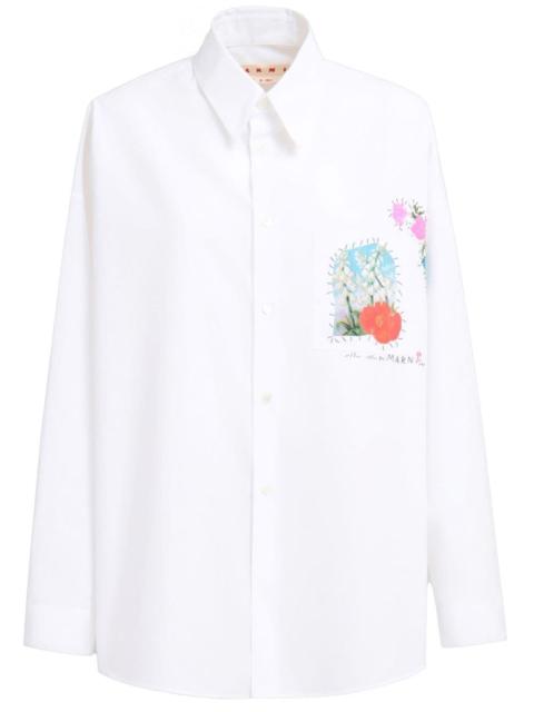 floral-appliquÃ© cotton shirt