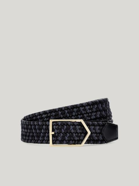 BLACK AND BLUE REGENERATED LEATHER BRAIDED BELT WITH CANALI BUCKLE