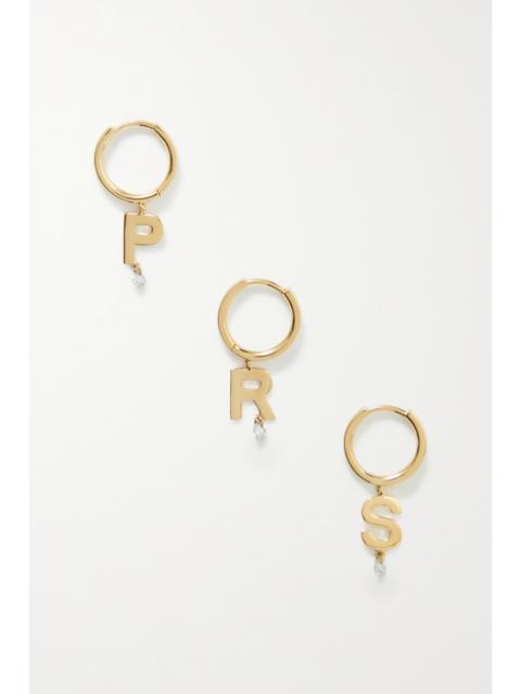 Initial 18-karat Gold Diamond Single Hoop Earring