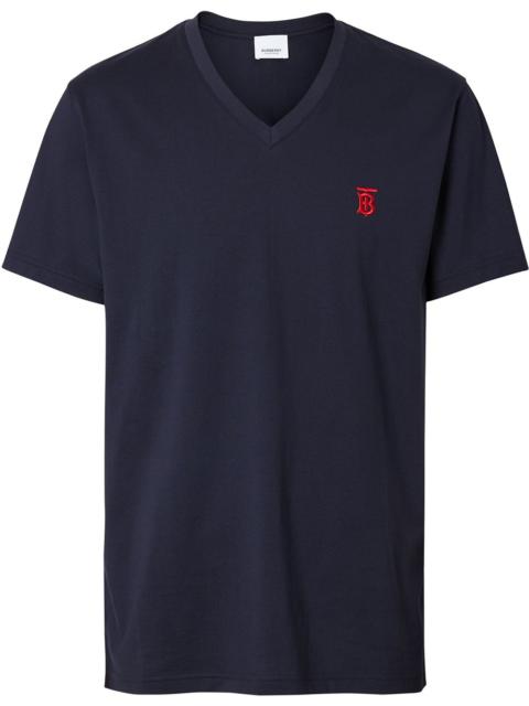 monogram motif V-neck T-shirt