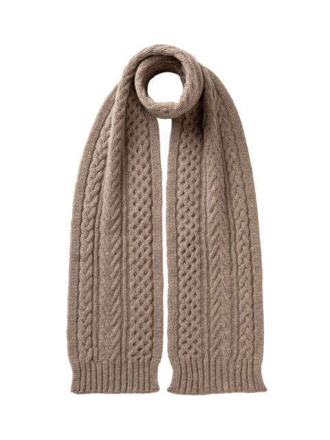 Aran Cable Brown Cashmere Scarf