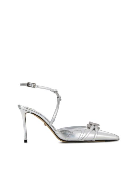 95mm crystal-embellished ankle-strap pumps