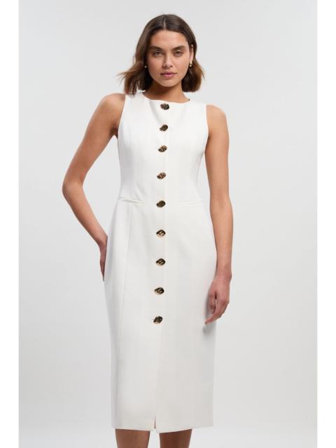 Compact Essential Button Pencil Midi Dress