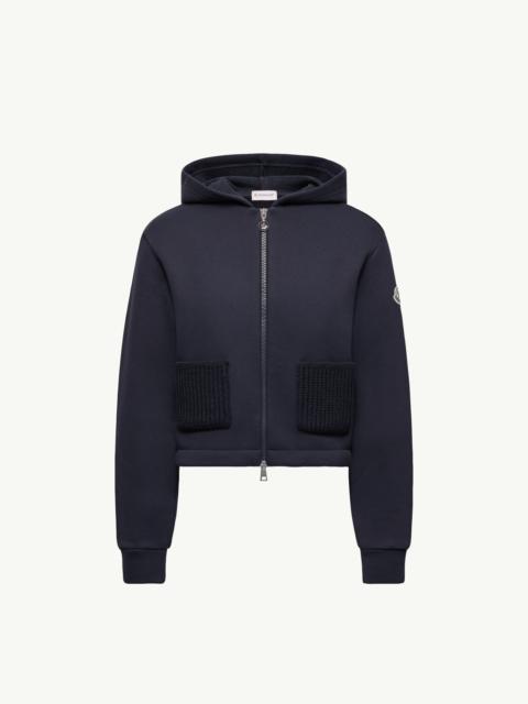 Knit Accent Cotton Zip-Up Hoodie