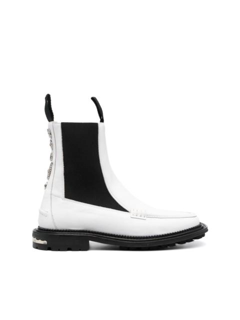 charm-detail ankle leather boots