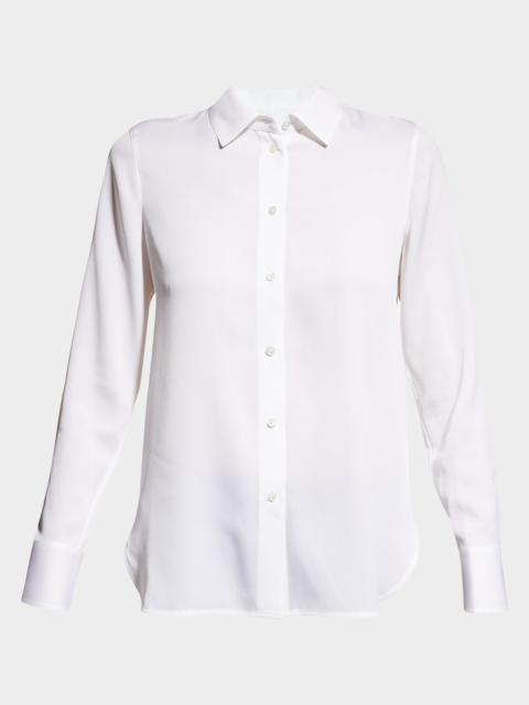 Slim-Fit Long-Sleeve Stretch-Silk Blouse