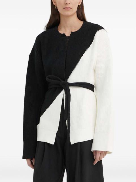 diagonal-ribbed knit cardigan