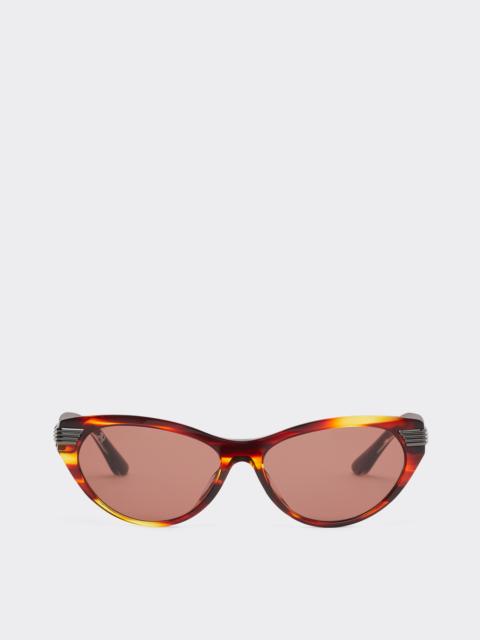 Ferrari brown striped acetate sunglasses with brown lenses