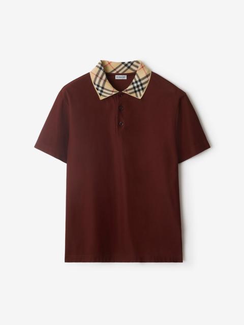 Check Collar Cotton Polo Shirt