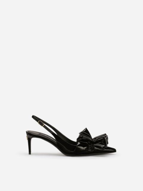 Patent leather slingbacks with ruching