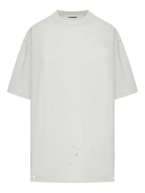 distressed-print cotton T-shirt