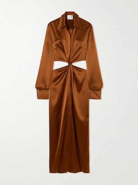Hock Twist-front Cutout Satin Maxi Dress