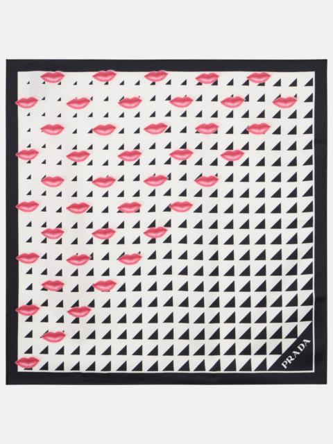 Printed silk twill scarf