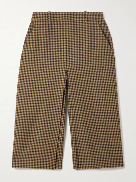 Checked wool wide-leg culottes Brown