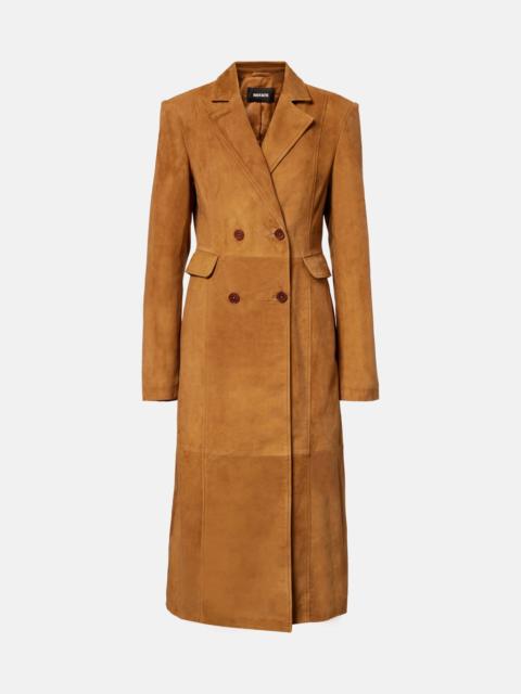 Double-breasted suede coat