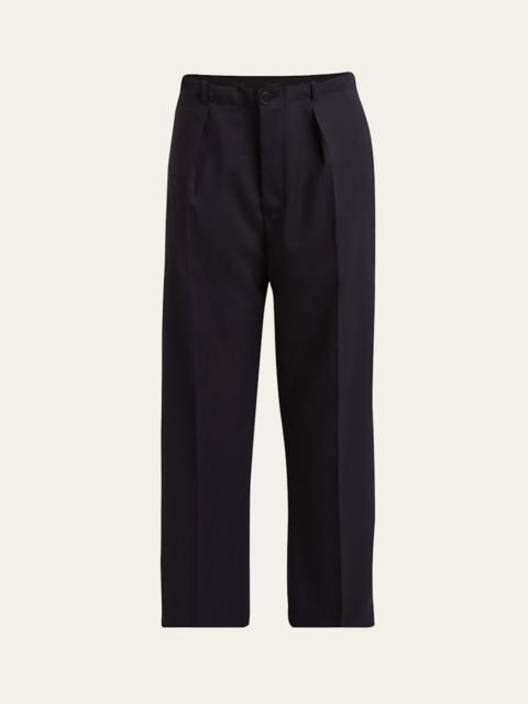 Pleated Wool Gabardine Chino Pants