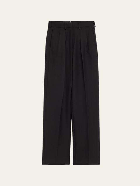Pleated Wool-Blend Trousers