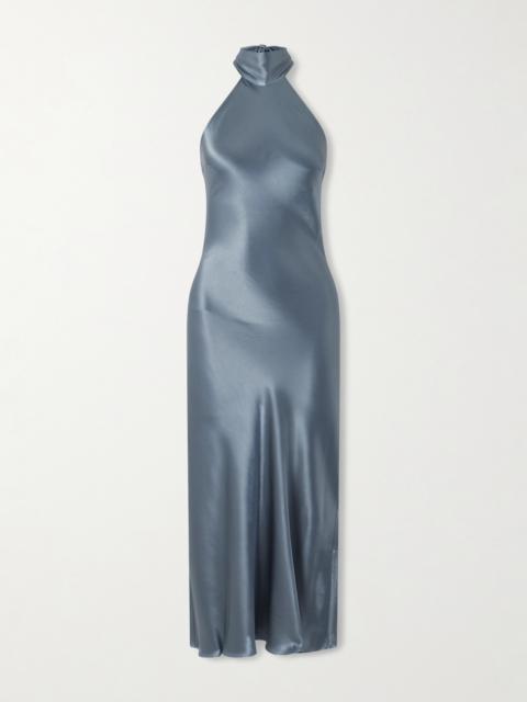 Maura Satin Halterneck Midi Dress