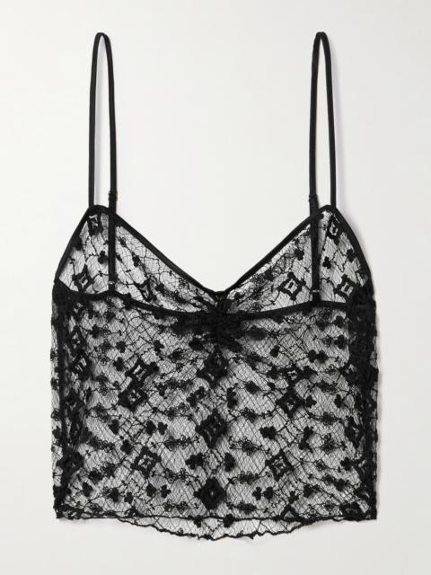 Cropped Silk-blend Satin-trimmed Lace Camisole