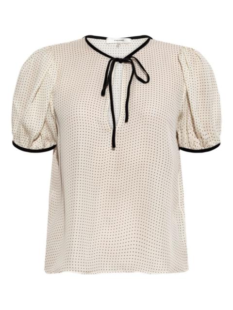 polka-dot tie blouse