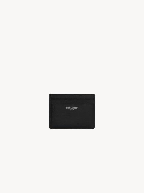 SAINT LAURENT PARIS CREDIT CARD CASE IN GRAIN DE POUDRE LEATHER
