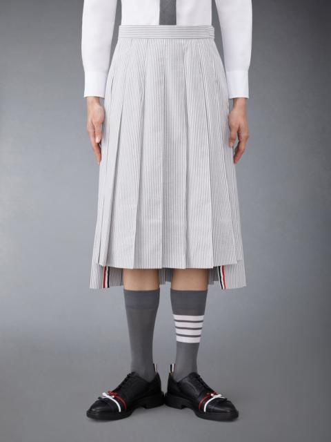 Seersucker Pleated Midi Skirt