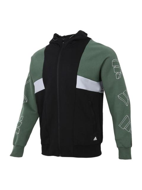 adidas Ub Tt Deco Casual Sports Colorblock Knit Hooded Jacket Black GP1817