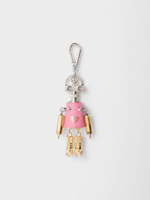 Robot Saffiano leather key ring charm